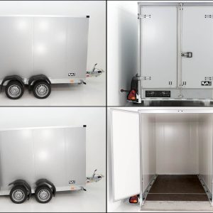 Vezeko Przyczepa furgonowa opuszczana 157x344cm Wys.:190cm 2,7t | Biała - obrazek 3