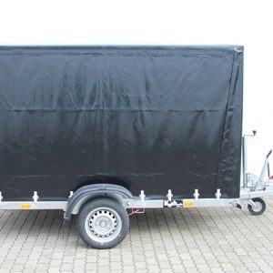 Vezeko Przyczepa opuszczana 162x272x155 cm 1,3 t z plandeką wysoką czarną - obrazek 12