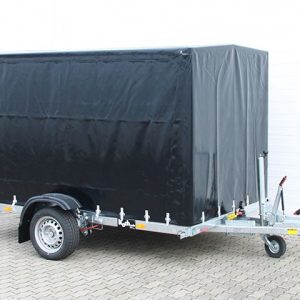 Vezeko Przyczepa opuszczana 162x272x155 cm 1,3 t z plandeką wysoką czarną - obrazek 11