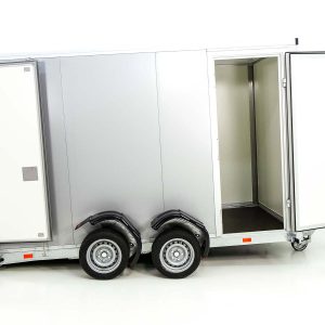 Vezeko przyczepa furgon opuszczana 157x344cm wys:210cm 2,7t | Drzwi | E-pompa | Srebrna - obrazek 11