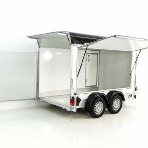 Debon Przyczepa furgonowa C500 Sandwich 164x300cm Wys.:200cm 2,0t | Aluminium | Poliestrowy przód | Drzwi | Czarna - obrazek 3