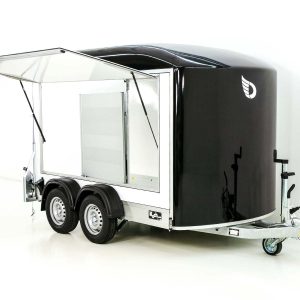 Debon Przyczepa furgonowa C500 Sandwich 164x300cm Wys.:200cm 2,0t | Aluminium | Poliestrowy przód | Drzwi | Czarna - obrazek 5