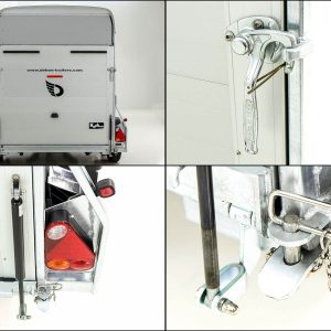 Debon Przyczepa furgonowa C500 Sandwich 164x300cm Wys.:200cm 2,0t | Aluminium | Poliestrowy przód | Drzwi | Czarna - obrazek 14
