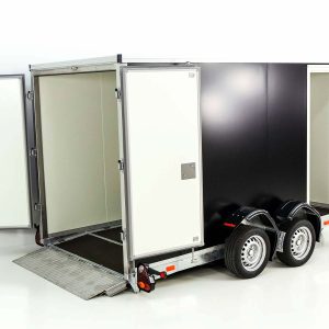 Vezeko przyczepa furgon opuszczana 157x344cm wys:210cm 2,7t | Drzwi | E-pompa | Czarna - obrazek 6