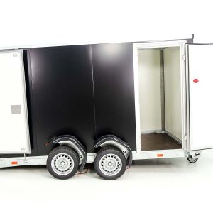 Vezeko przyczepa furgon opuszczana 157x344cm wys:210cm 2,7t | Drzwi | E-pompa | Czarna - obrazek 10