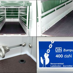 Przyczepa z plandeką 150x300cm 1300kg | Typ 7.13 | Wysoka plandeka 160cm - Zielona - obrazek 12