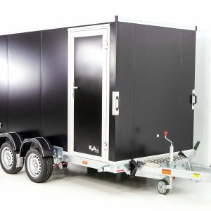 Vezeko Przyczepa kontenerowa opuszczana 157x344cm Wys.: 190cm 2,7t | Drzwi | Pompa elektryczna | Czarna