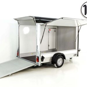 Debon przyczepa furgonowa C300 Sandwich 148x295cm wys:190cm 1,3t | Alu | Polybug | Drzwi | Klapa | Czarna