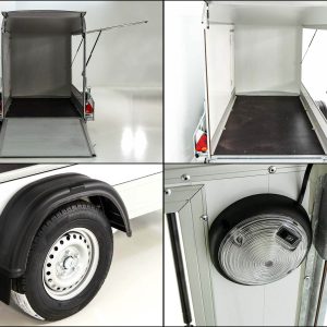 Debon przyczepa furgonowa C300 Sandwich 148x295cm wys:190cm 1,3t | Alu | Polybug | Drzwi | Klapa | Czarna - obrazek 15