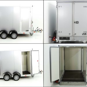 Vezeko Przyczepa kontenerowa opuszczana 157x344cm Wys.: 190cm 2,7t | Srebrna | Drzwi prawe - obrazek 3